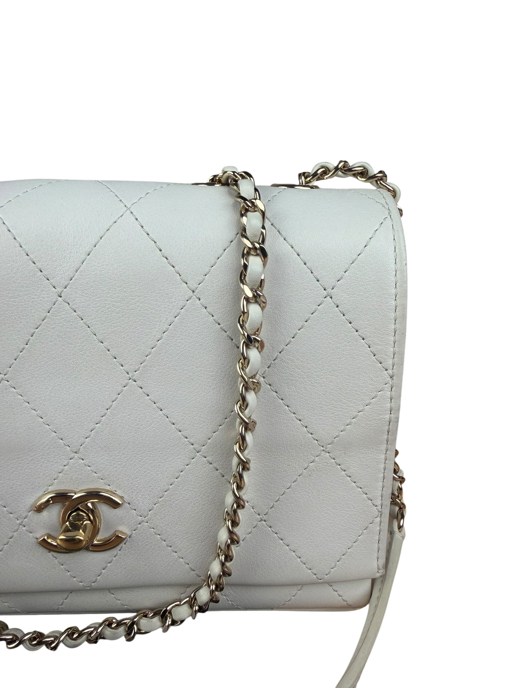 Chanel White Leather Mini Shoulder Bag 1992