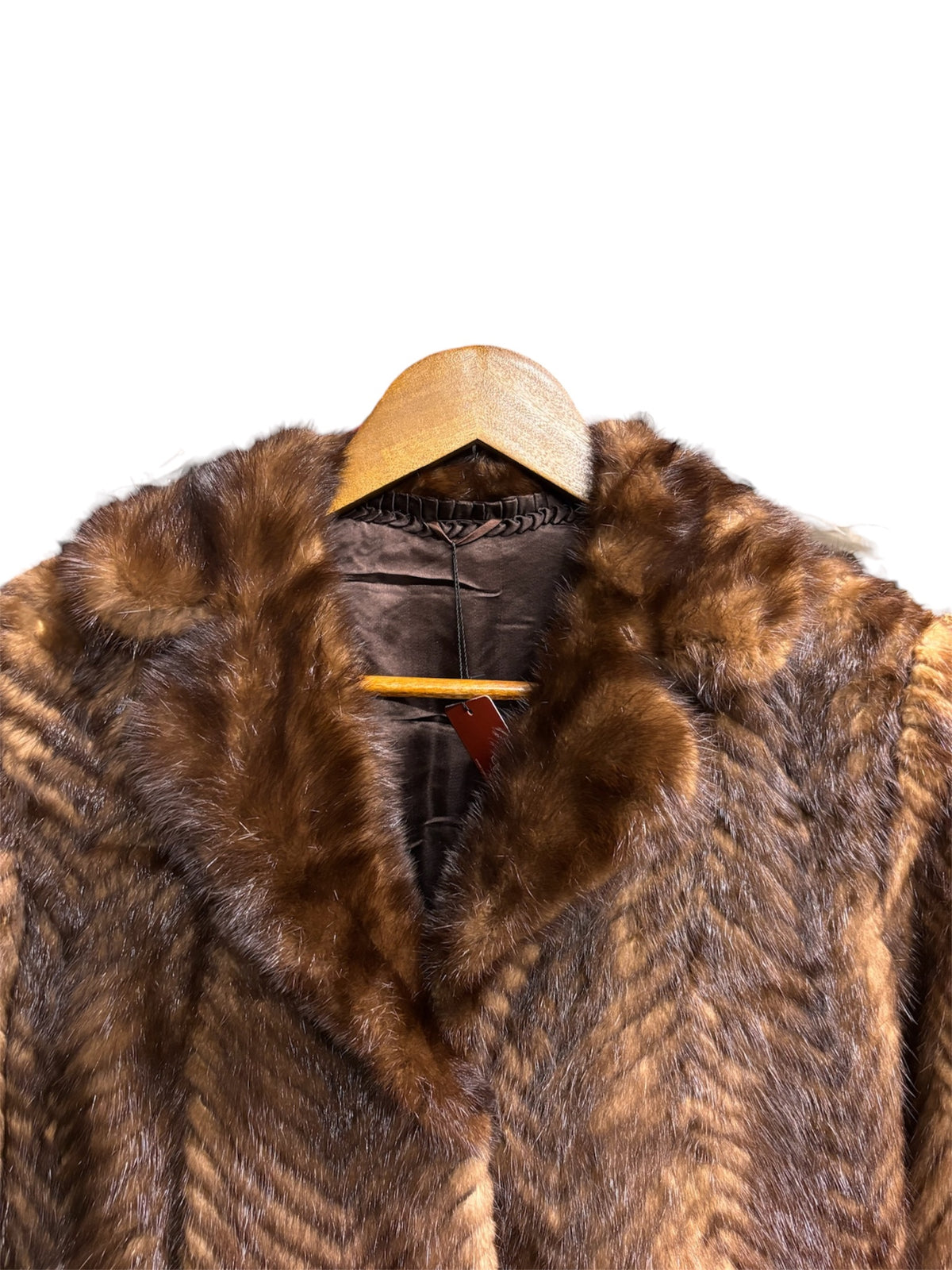 Vintage Hazel Brown Chevron Mink Fur Coat