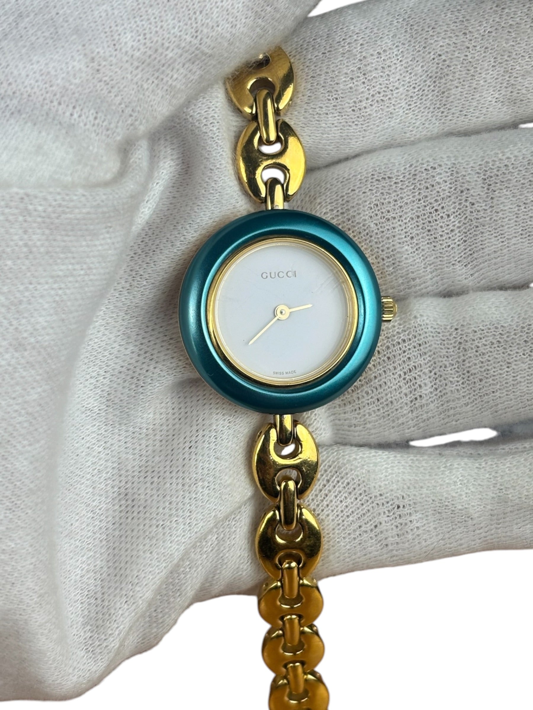 Gucci Vintage Gold Plated Interchangeable Bezel Watch