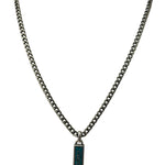 Gucci Sterling Silver Tag Turquoise Enamel Pendant Necklace