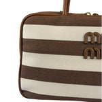Miu Miu Canvas Stripped Beau Top Handle Bag