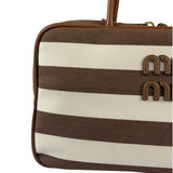 Miu Miu Canvas Stripped Beau Top Handle Bag