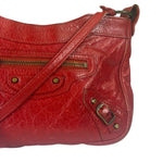 Balenciaga Red Lambskin Hip Moto Crossbody