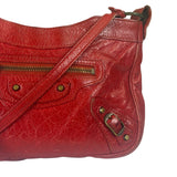 Balenciaga Red Lambskin Hip Moto Crossbody