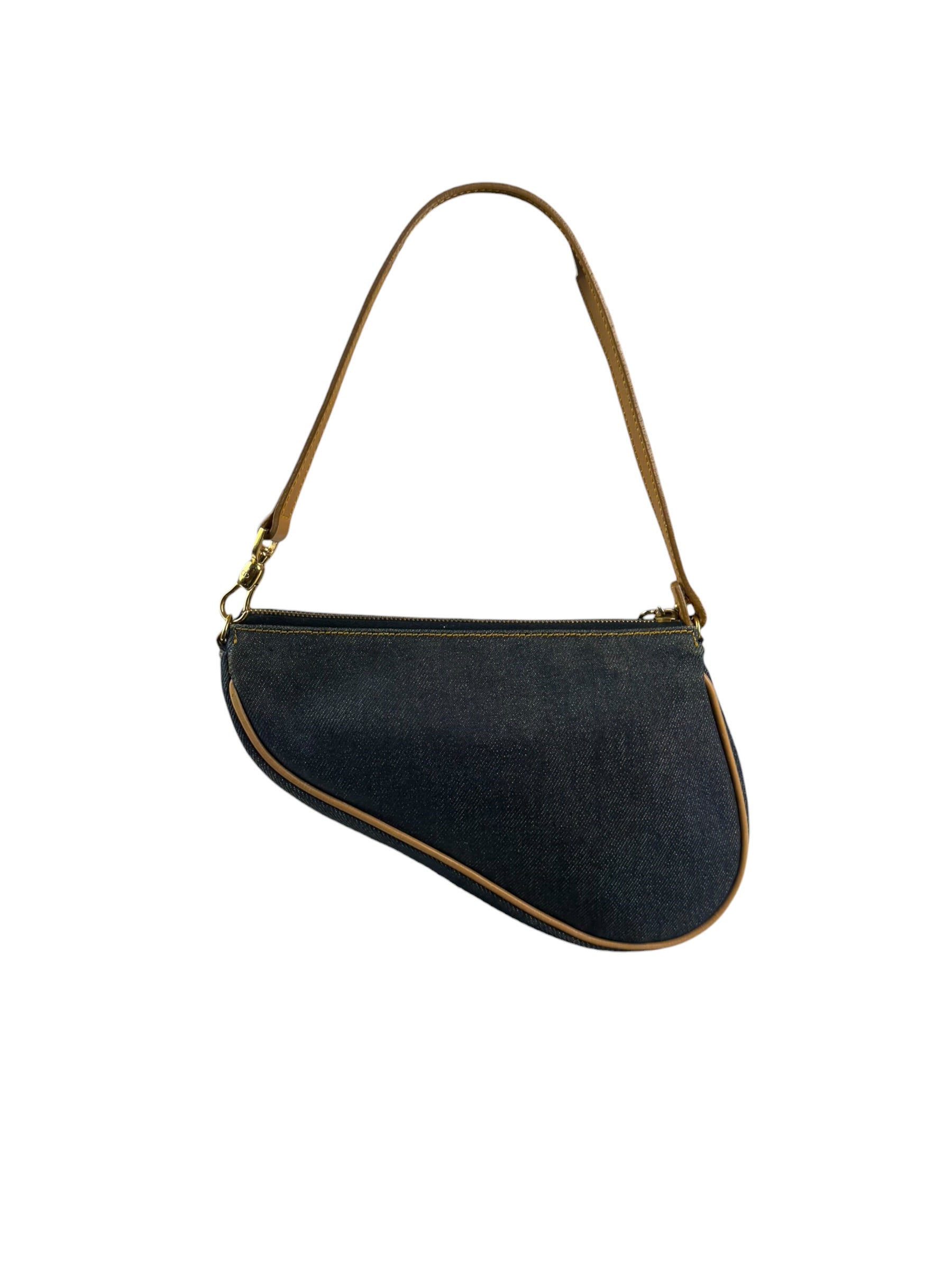 Christian Dior Denim Beige Leather Mini Saddle Pochette