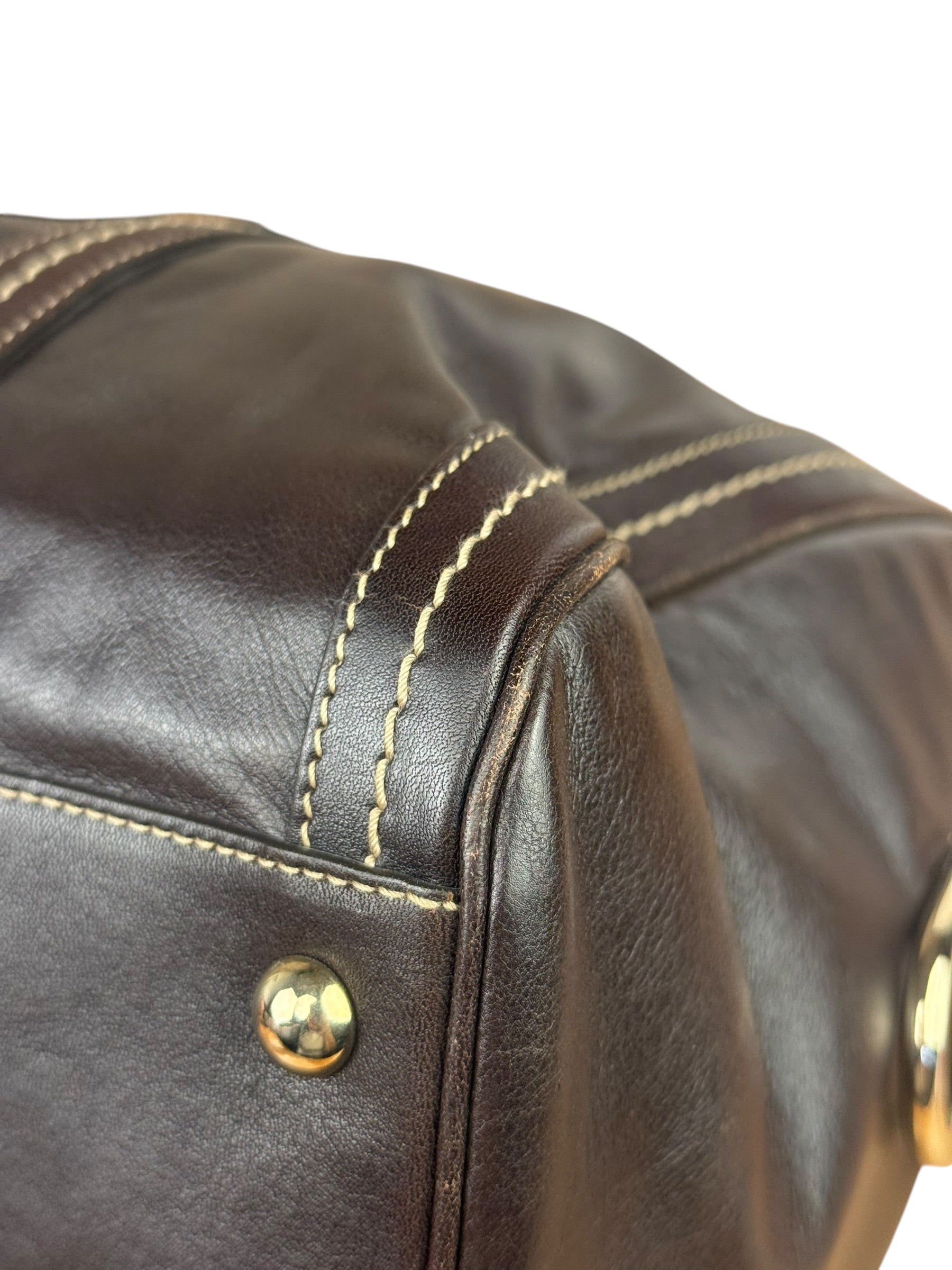 Gucci Vintage Dark Brown Leather Duchessa Boston Handbag