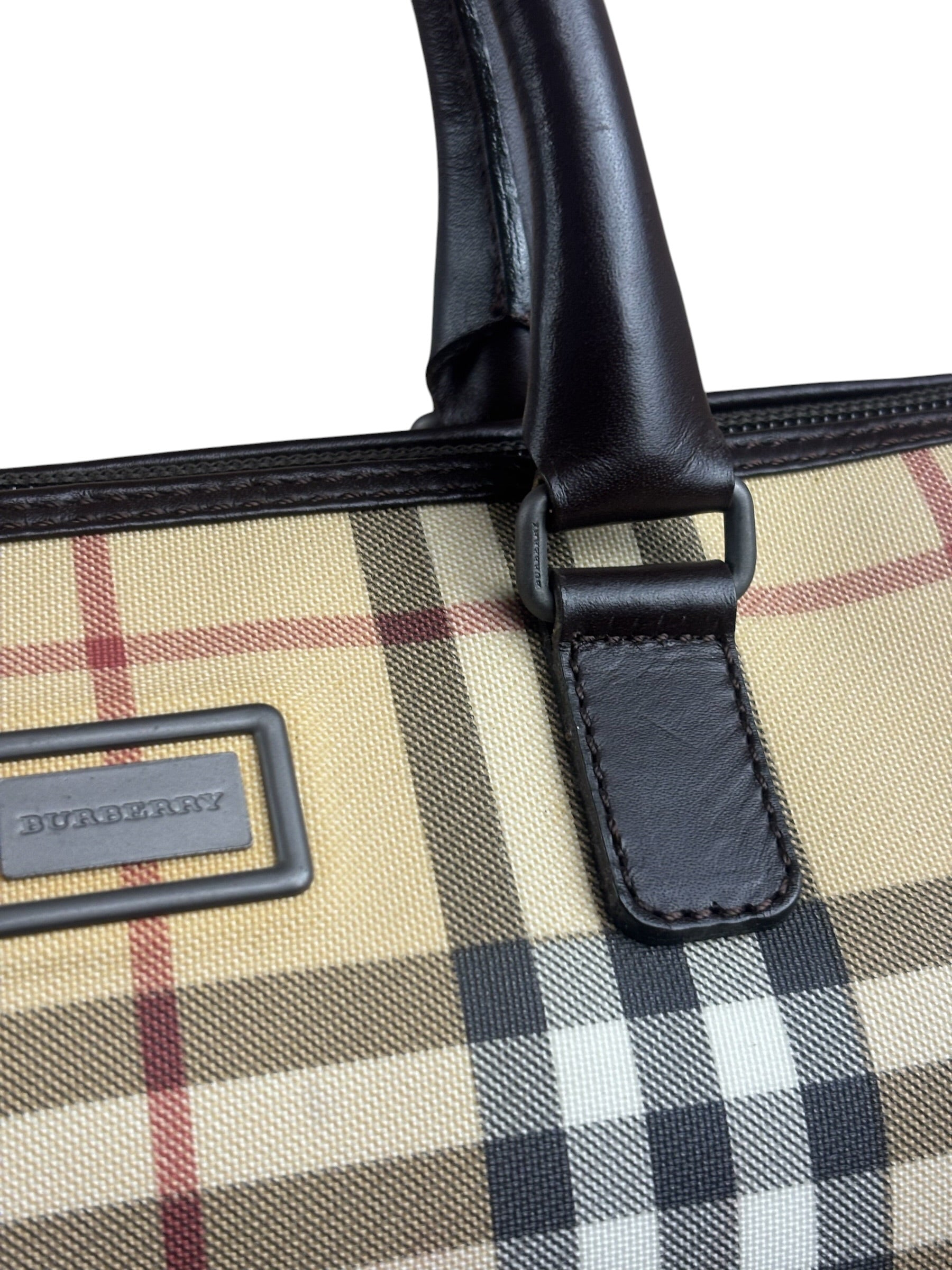 Burberry Leather Trim House Check Small Speedy Handbag