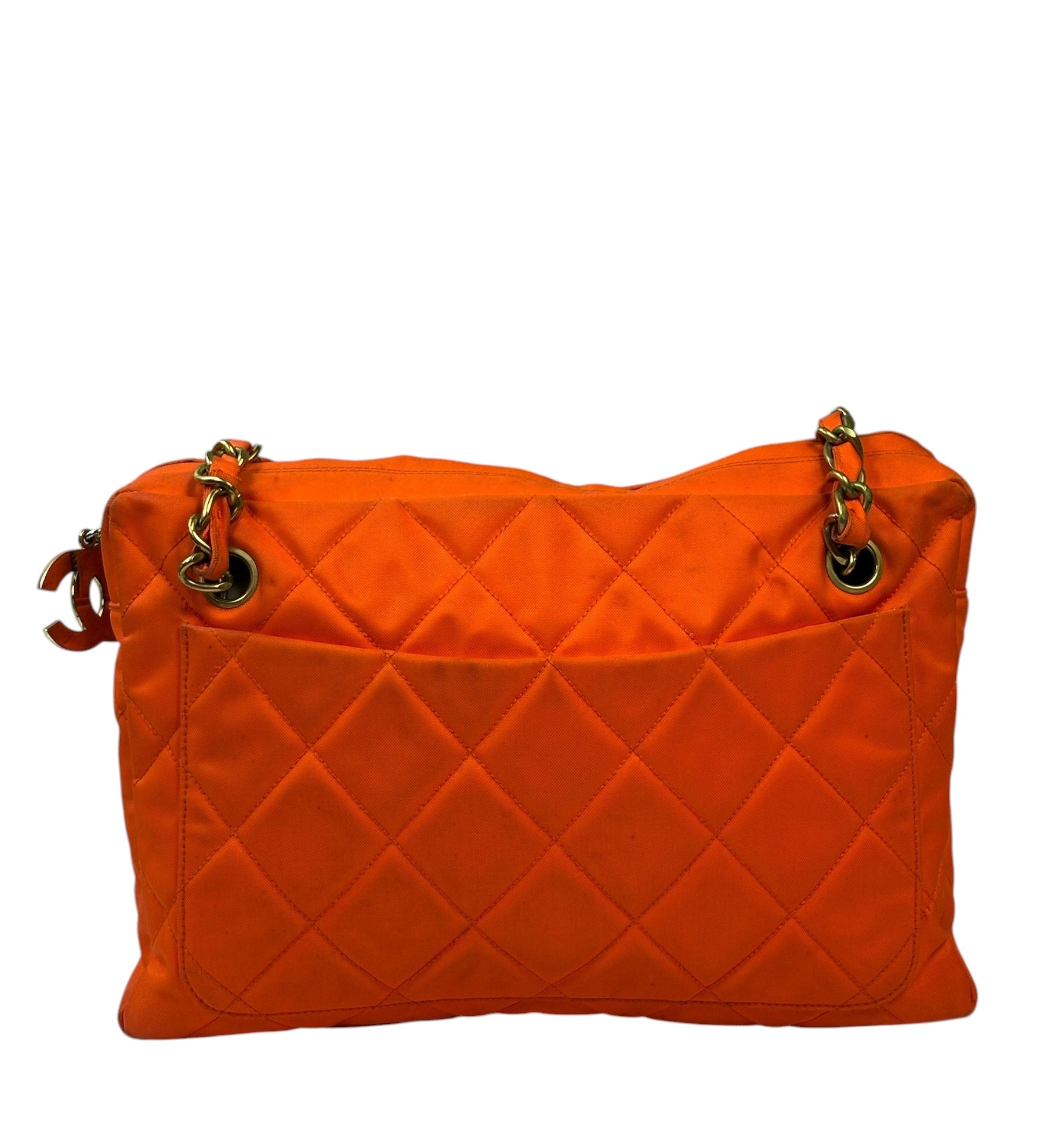 Chanel Orange Quilted Nylon Classic Jersey Camera Bag 2012