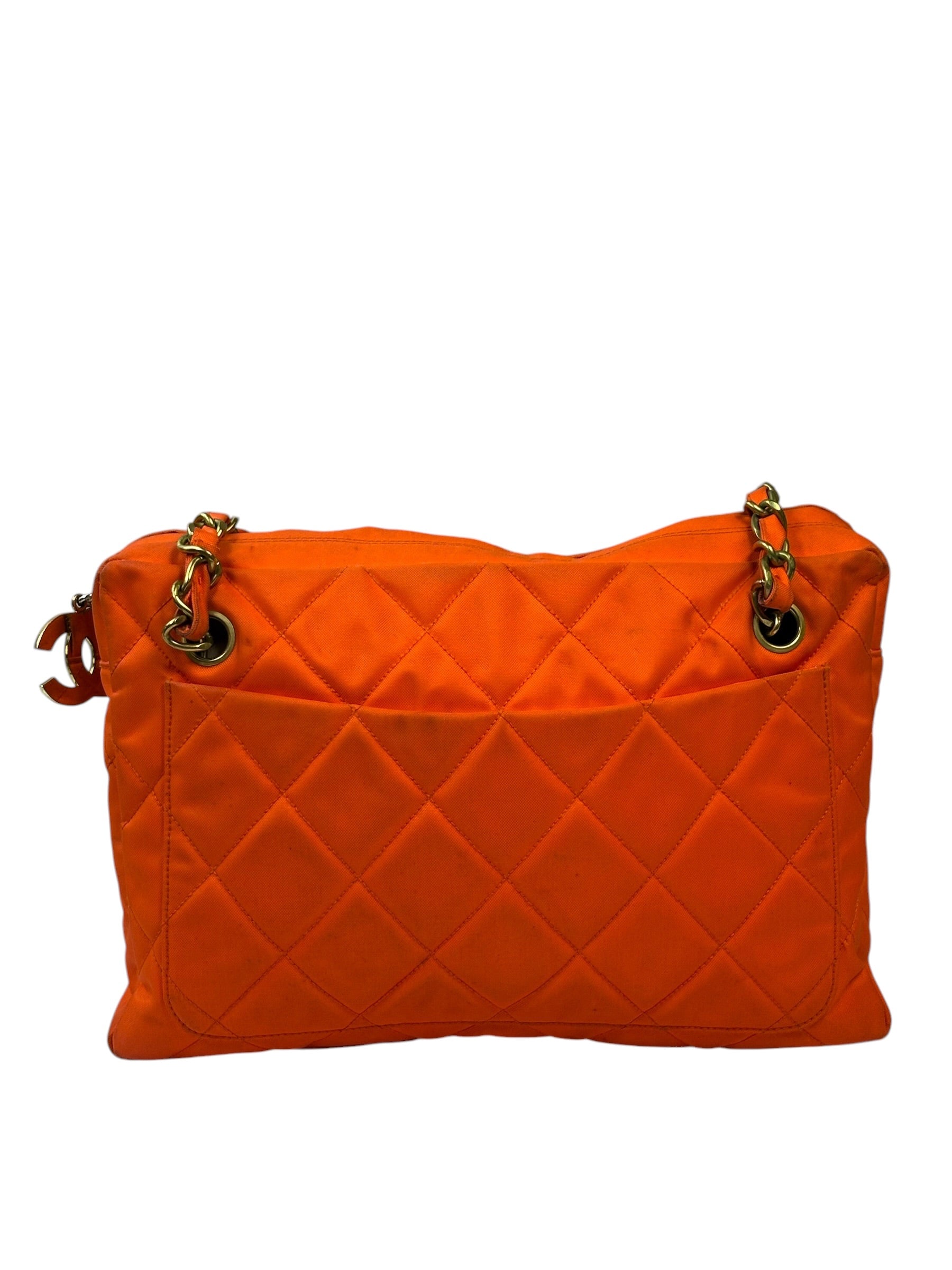 Chanel Orange Quilted Nylon Classic Jersey Camera Bag 2012