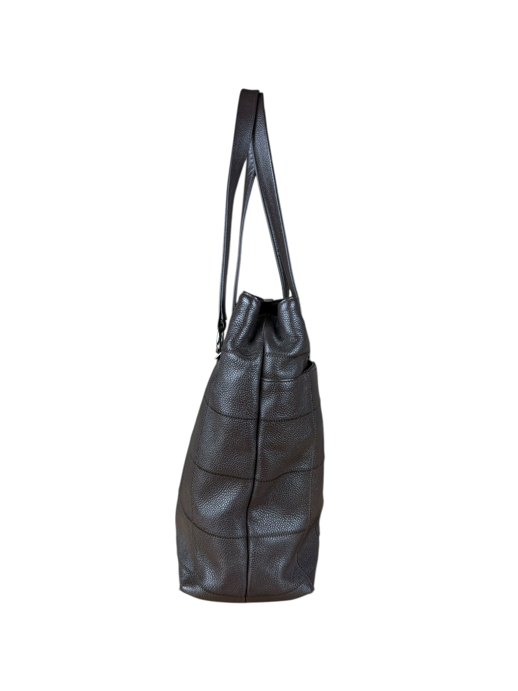 Chanel Brown Leather Chocolate Bar Tote 2004