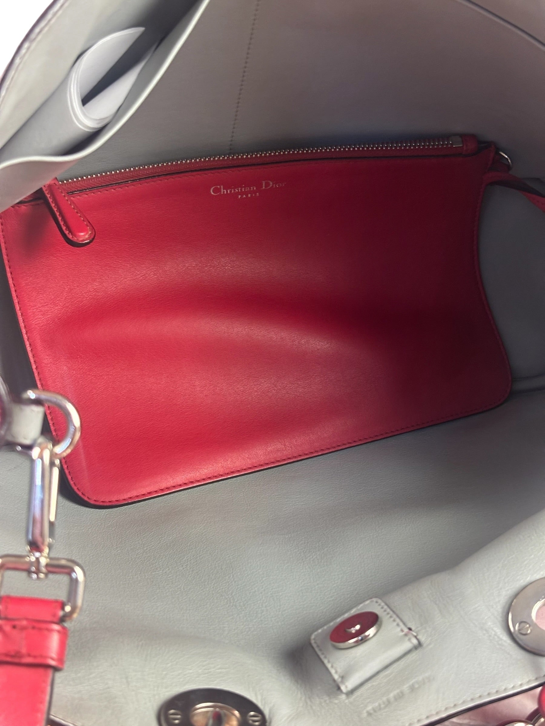 Christian Dior Red Leather Diorissimo Tote