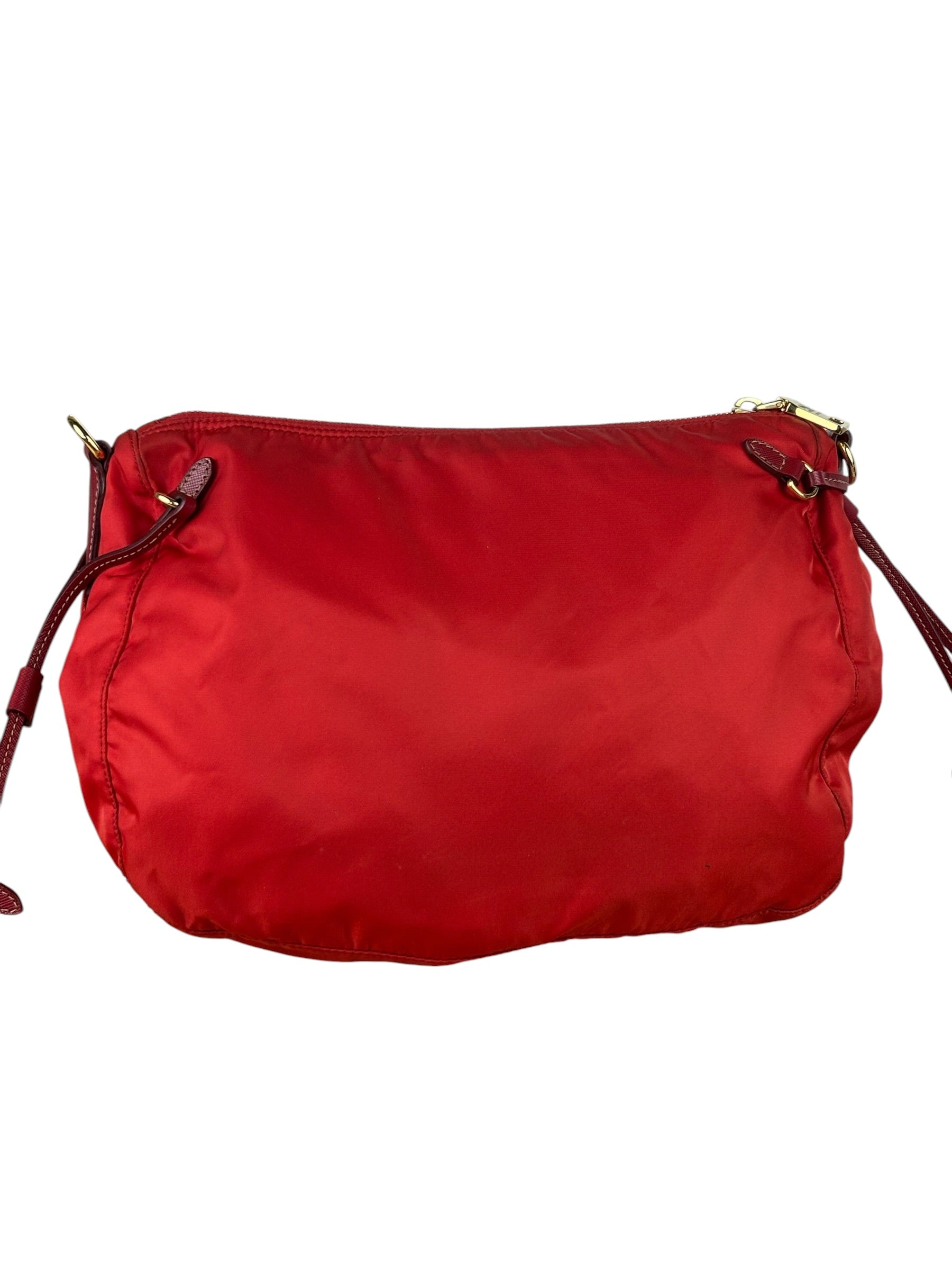 Prada Rosso Red Tessuto Nylon/Saffiano Leather Trim Shoulder Bag