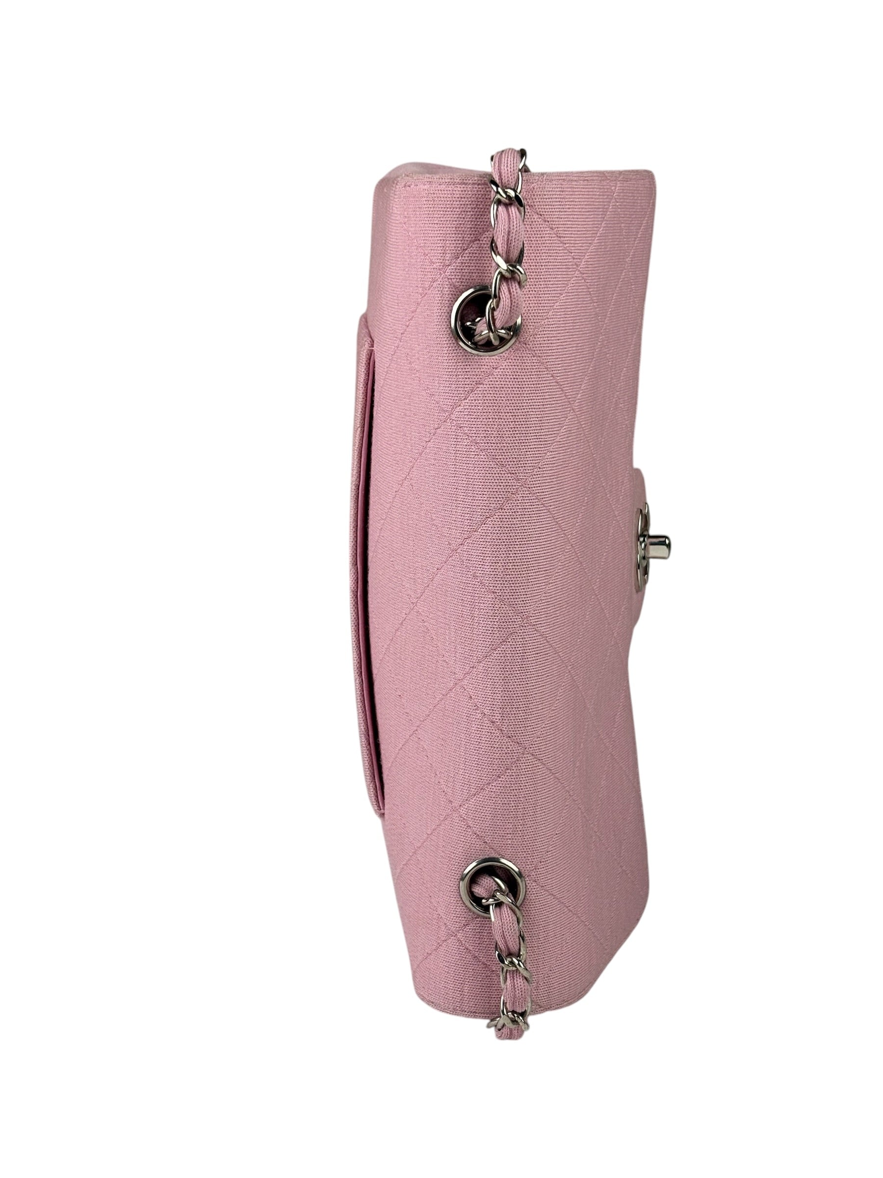 Chanel Pink Quilted Jersey Classic Flap Bag 1997
