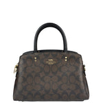 Coach Brown/Black Leather Mini Lillie Carryall In Signature Two-Way Bag