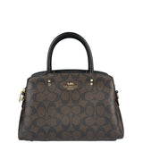 Coach Brown/Black Leather Mini Lillie Carryall In Signature Two-Way Bag