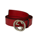 Gucci Red Leather Interlocking GG Belt