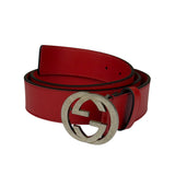 Gucci Red Leather Interlocking GG Belt