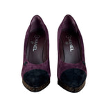 Chanel Two-Tone Suede Cap-Toe Platform Pumps