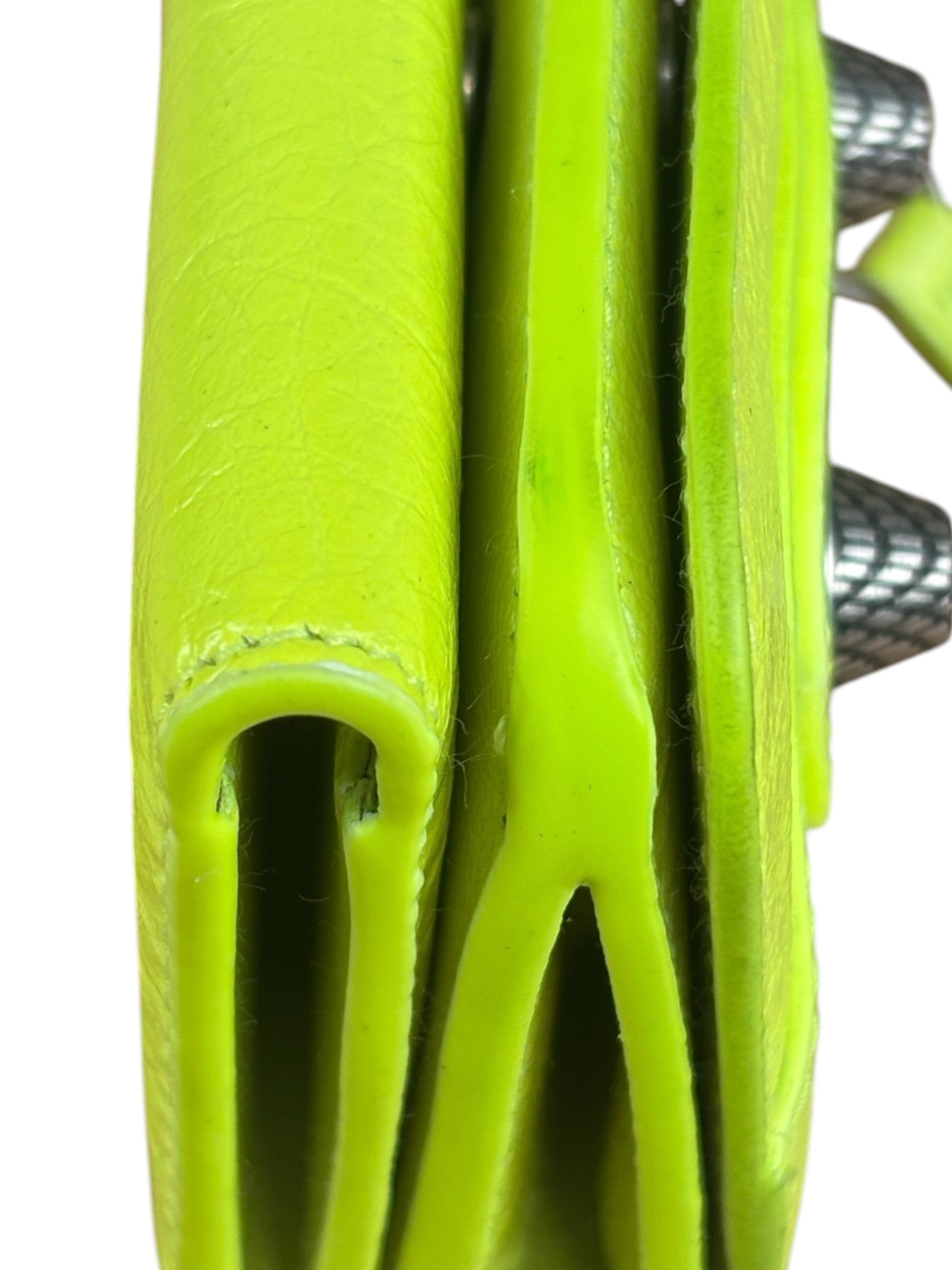 Balenciaga Fluo Neon Yellow Leather Cash Trifold Mini Wallet