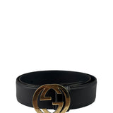 Gucci Black Leather GG Buckle Belt