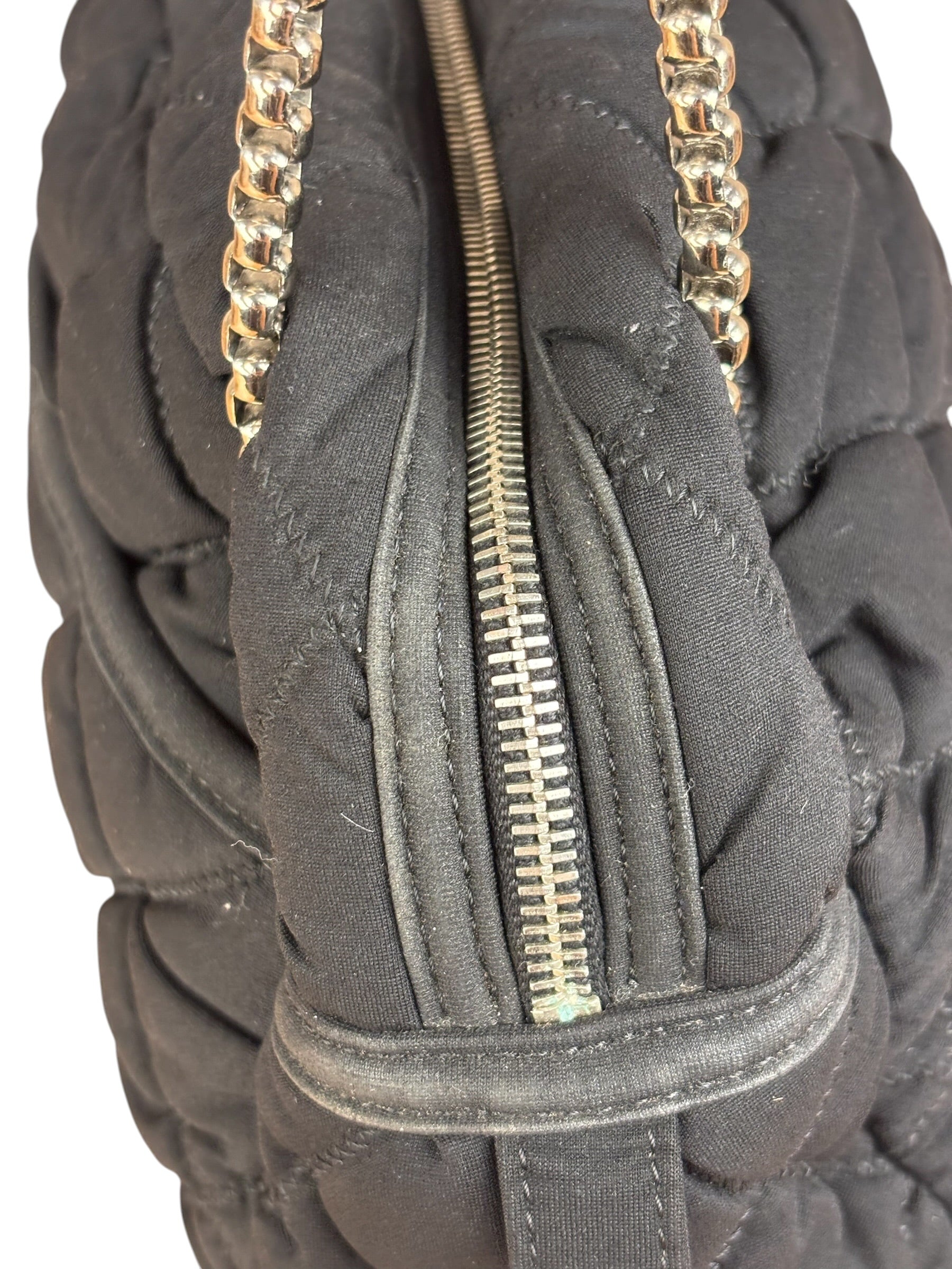 Chanel Black Quilted Satin Chain Shoulder Bag 2008
