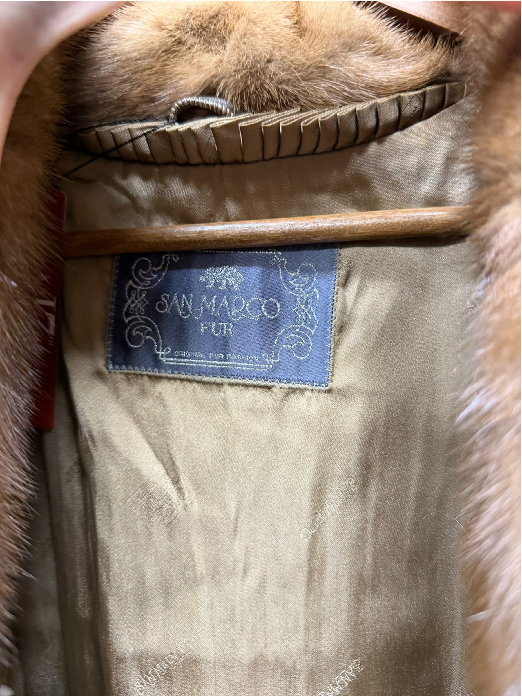 Vintage San Marco x Saga Mink Brown Vertical Strips Fur Coat