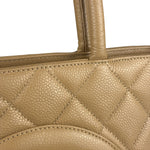 Chanel Vintage Beige Leather Diamond Quilted Medallion Tote Bag 2002