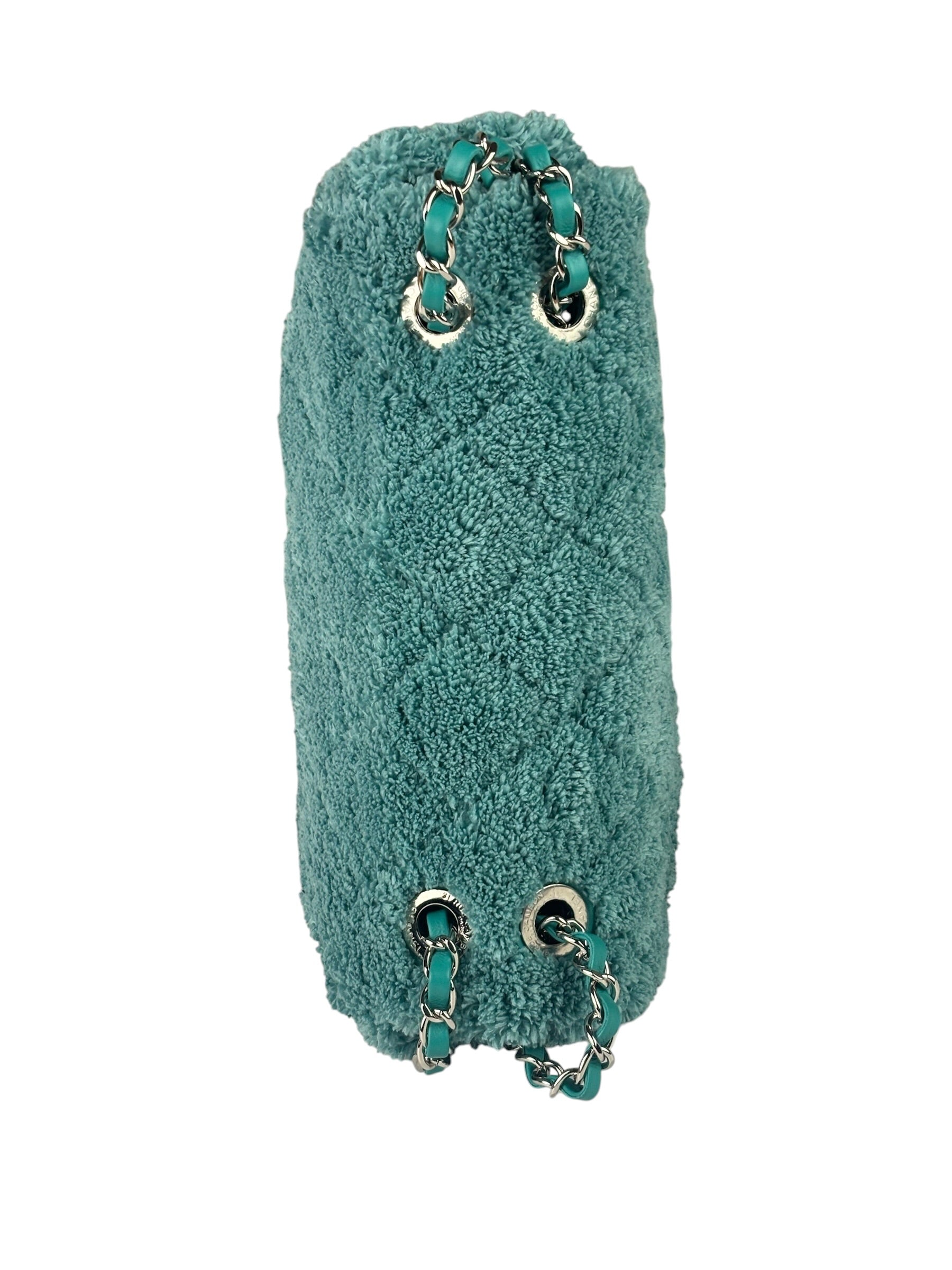 Chanel Mint Green Quilted Terry Cloth Coco Beach Flap Bag 2019