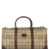 Burberry Beige/Brown Leather House Check Boston Bag