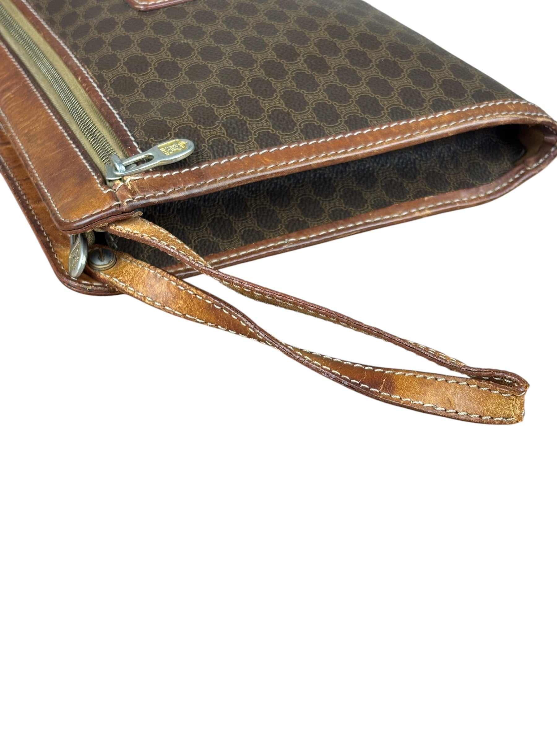 Celine Brown Leather Macadam Clutch