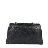 Chanel Vintage Black Leather Double Flap Shoulder Bag 1999
