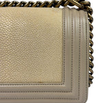 Chanel Beige Leather Boy Stingray Flap Bag 2013