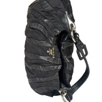 Prada Black Tessuto Nylon/Leather Trim Waves Hobo Bag