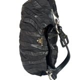 Prada Black Tessuto Nylon/Leather Trim Waves Hobo Bag