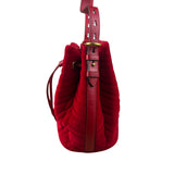 Gucci Red Velvet Leather Trim Marmont Matelasse Bucket Bag