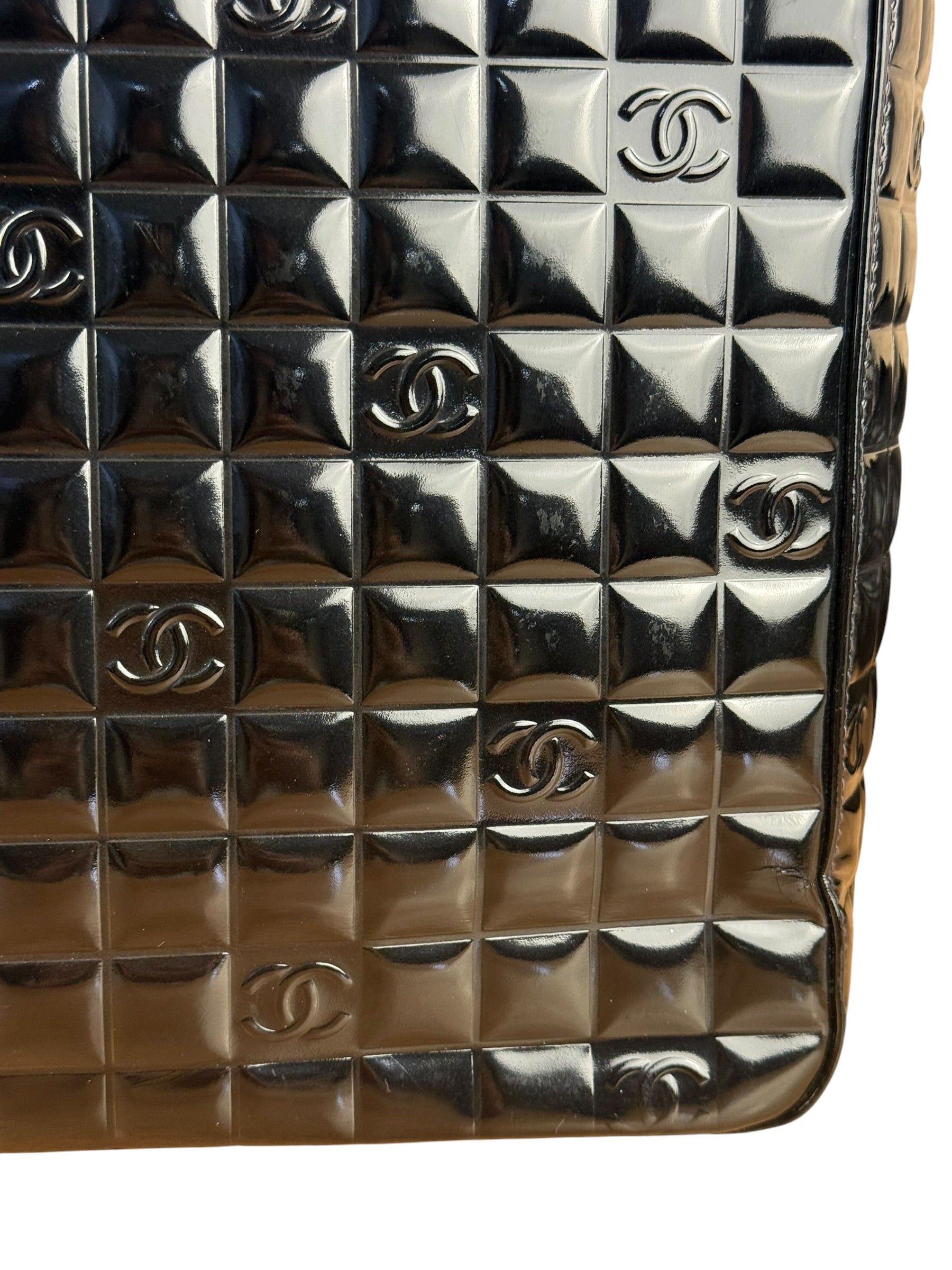 Chanel Black Patent Chocolate Bar Tote Bag 2002