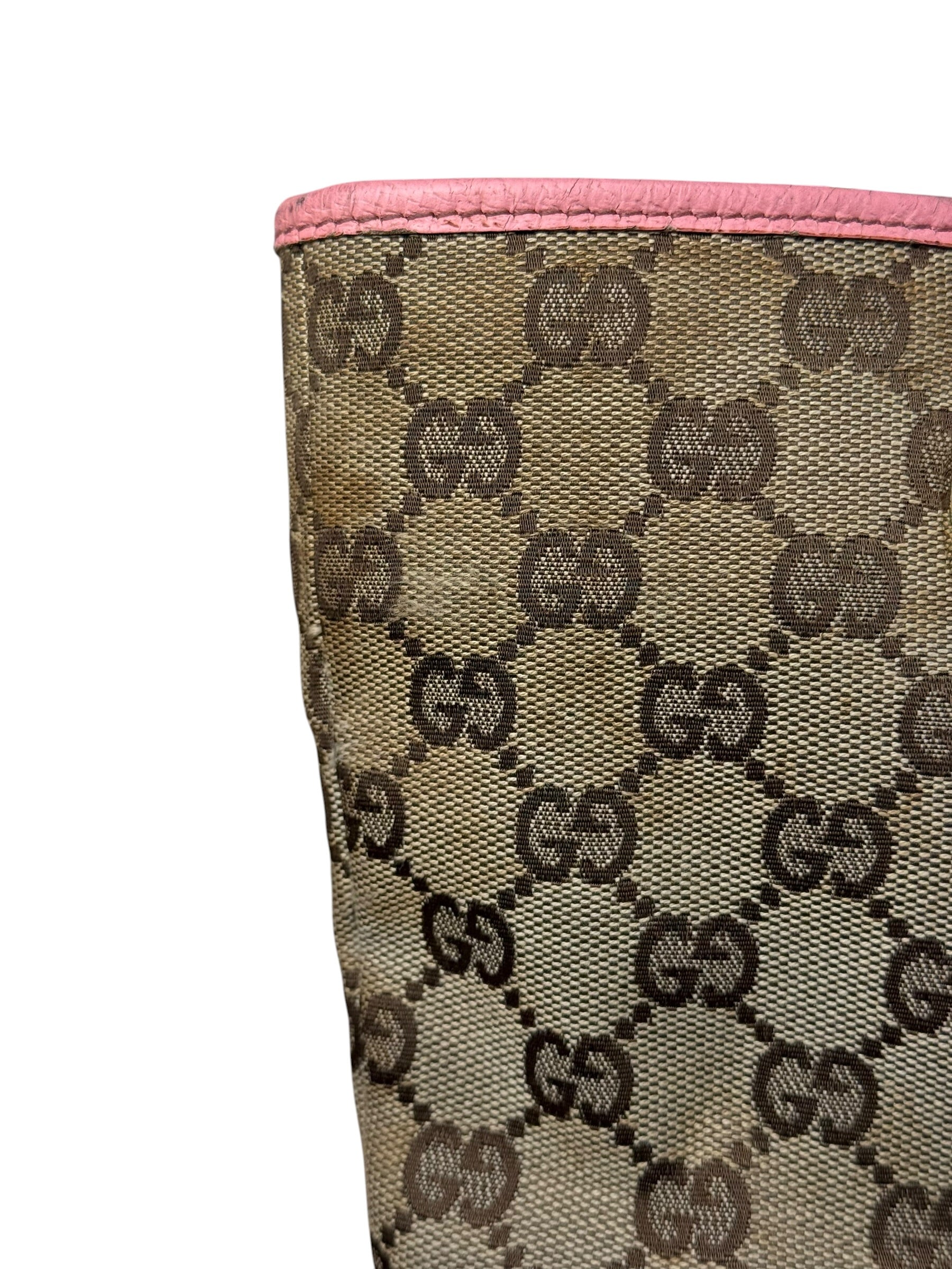 Gucci GG Pink Leather Canvas Eclipse Tote Bag