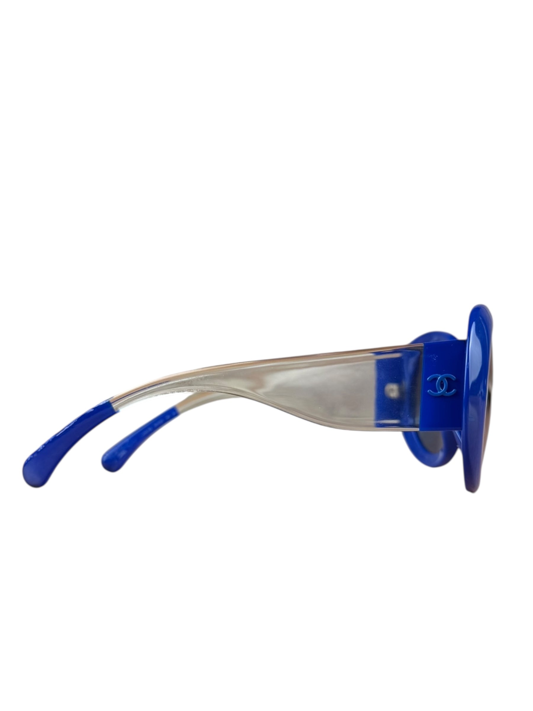 Chanel Vintage Blue Round Frame Sunglasses