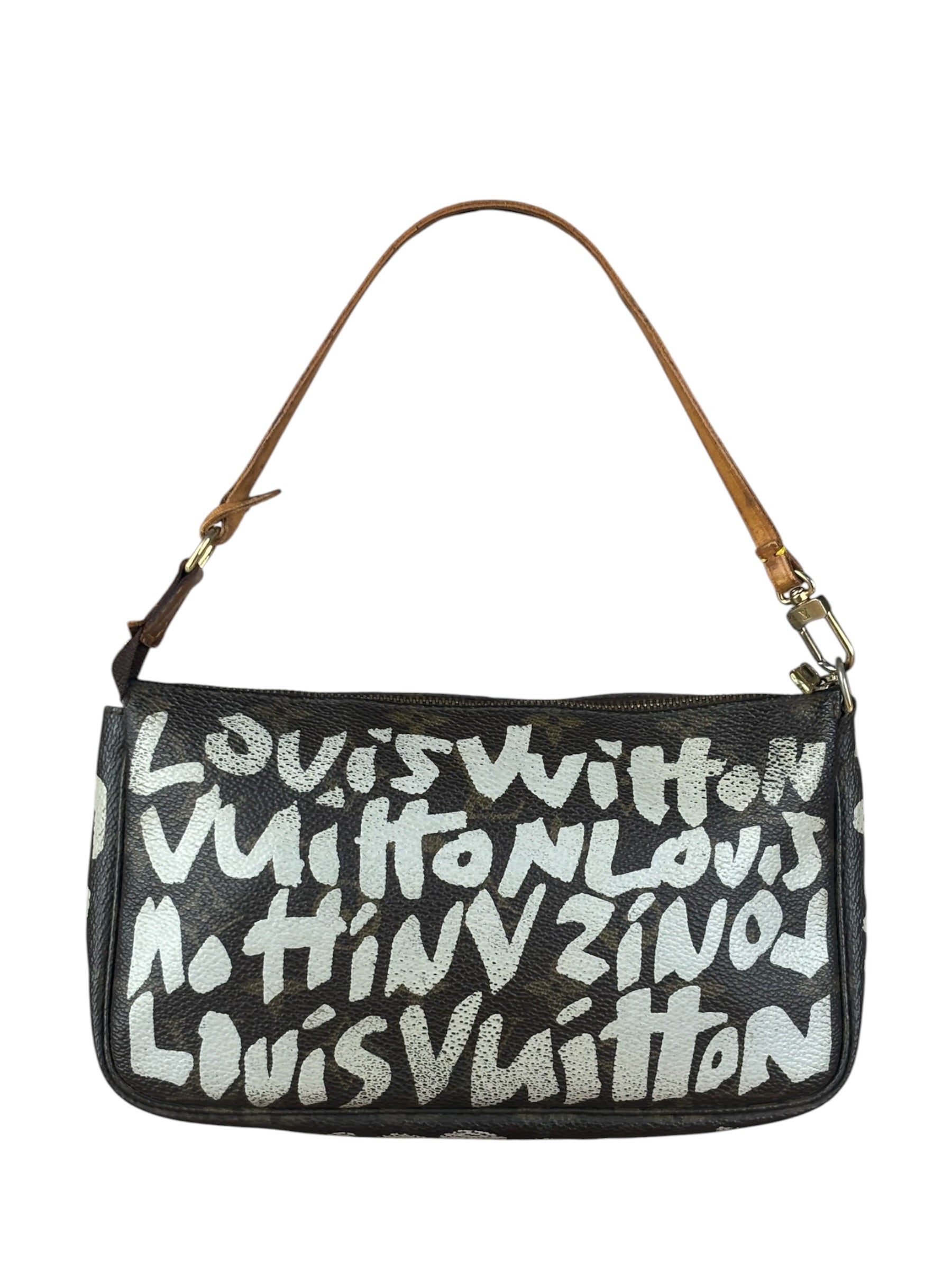 Louis Vuitton Graffiti Canvas Monogram White Spray-Paint Pochette