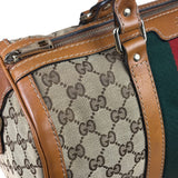 Gucci Beige/Brown GG Web Boston Two-Way Bag