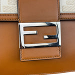 Fendi Brown/Cream Leather Jacquard FF Zucca Baguette