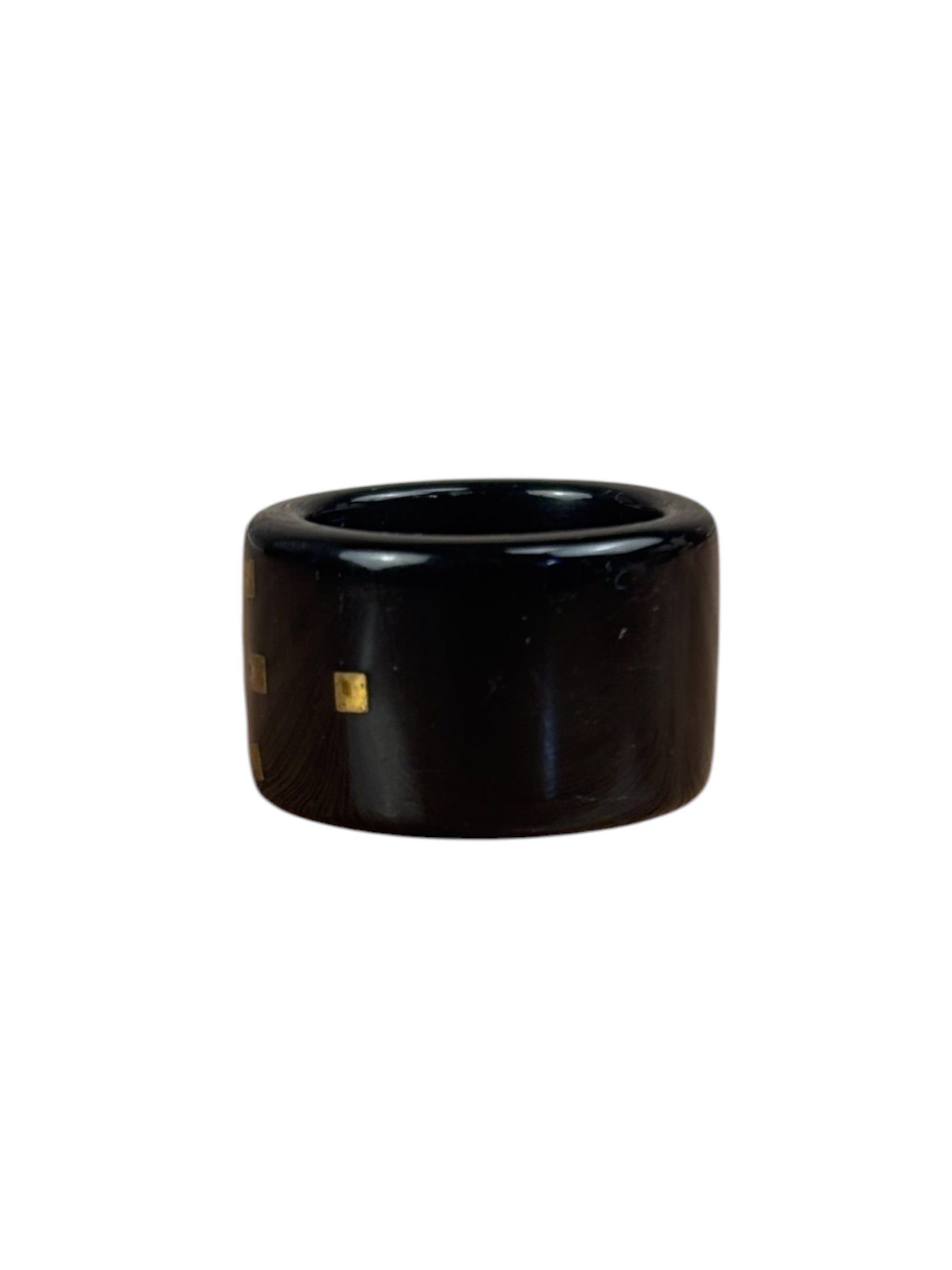 Chanel Vintage Black Resin CC Logo Band Ring