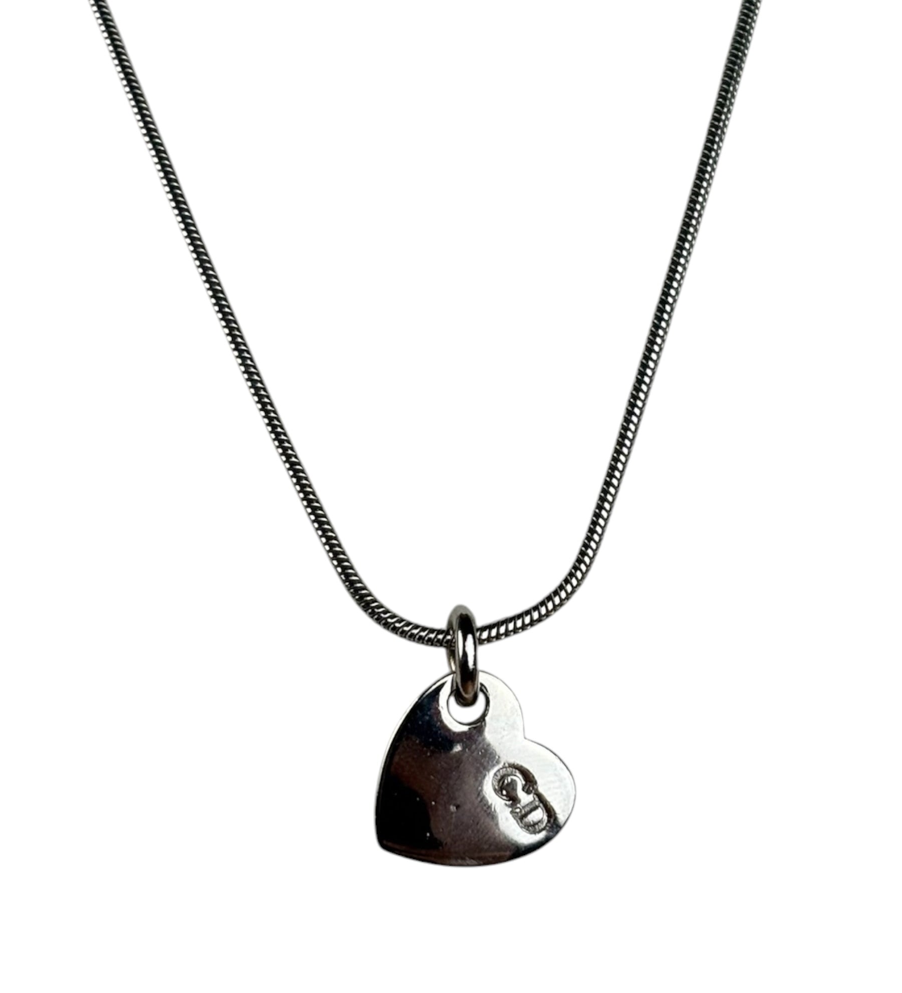 Christian Dior Dainty Sterling Silver Heart Pendant Necklace