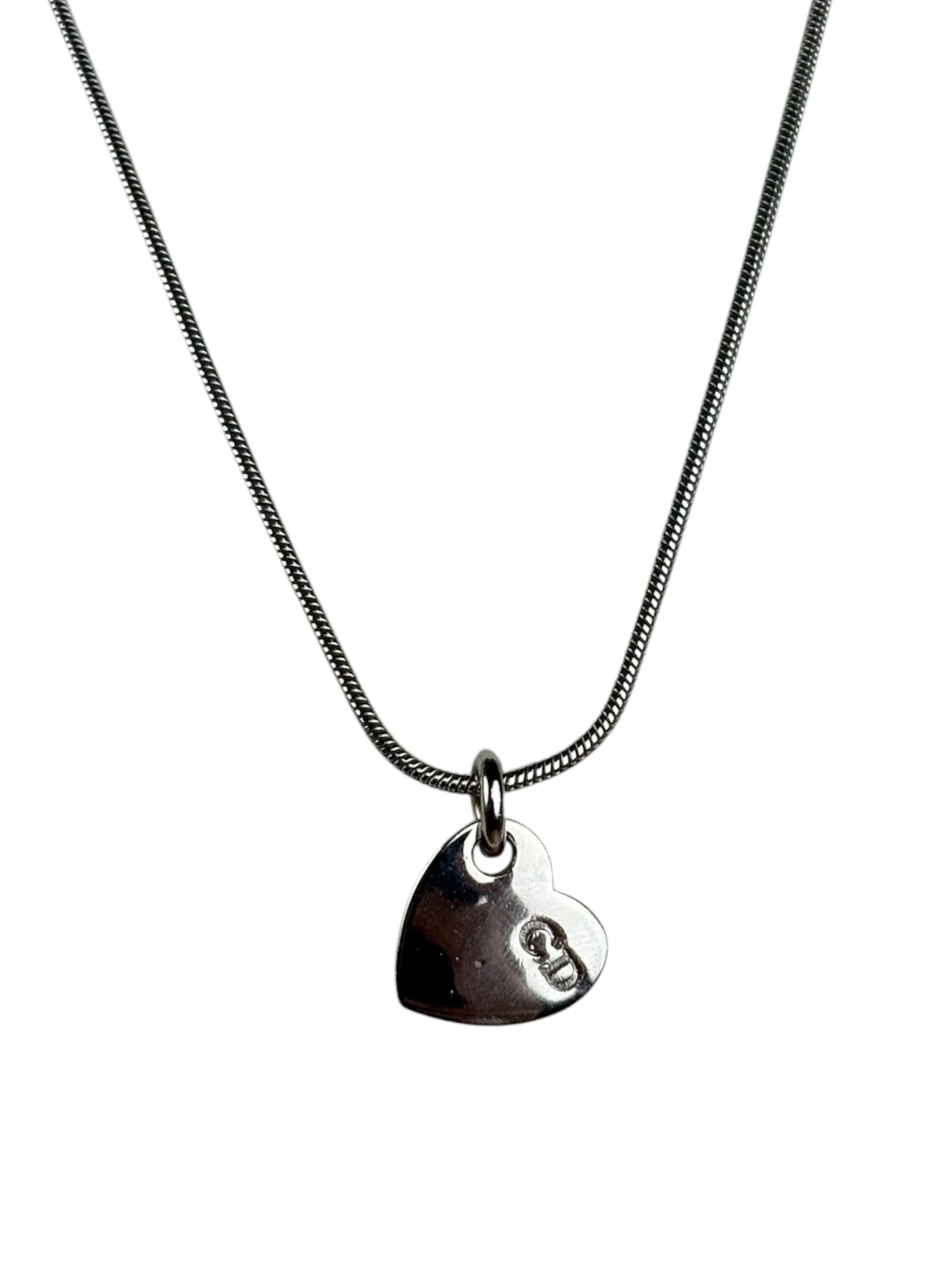Christian Dior Dainty Sterling Silver Heart Pendant Necklace