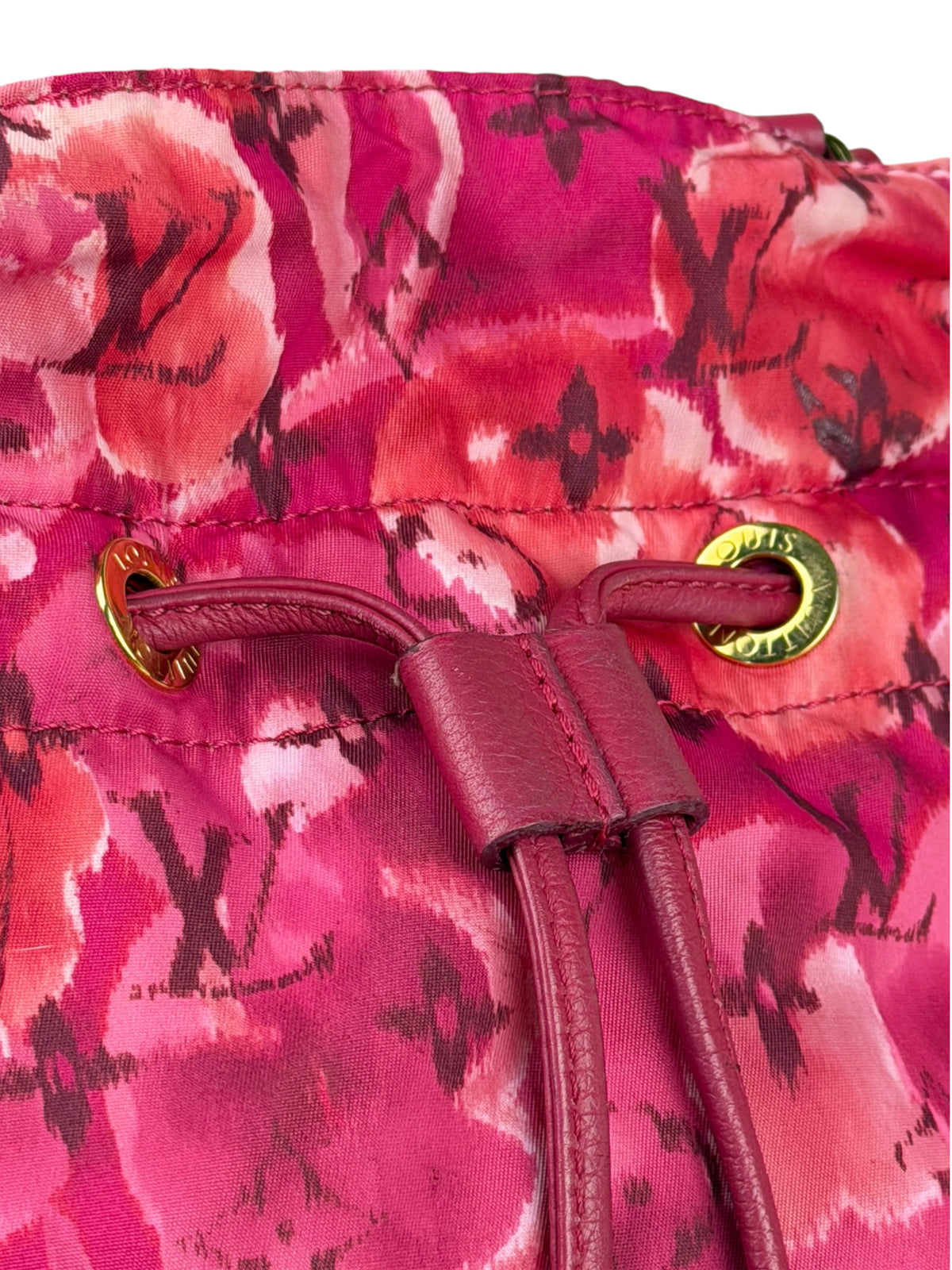 Louis Vuitton Pink Leather Trim Floral Ikat Noefull PM