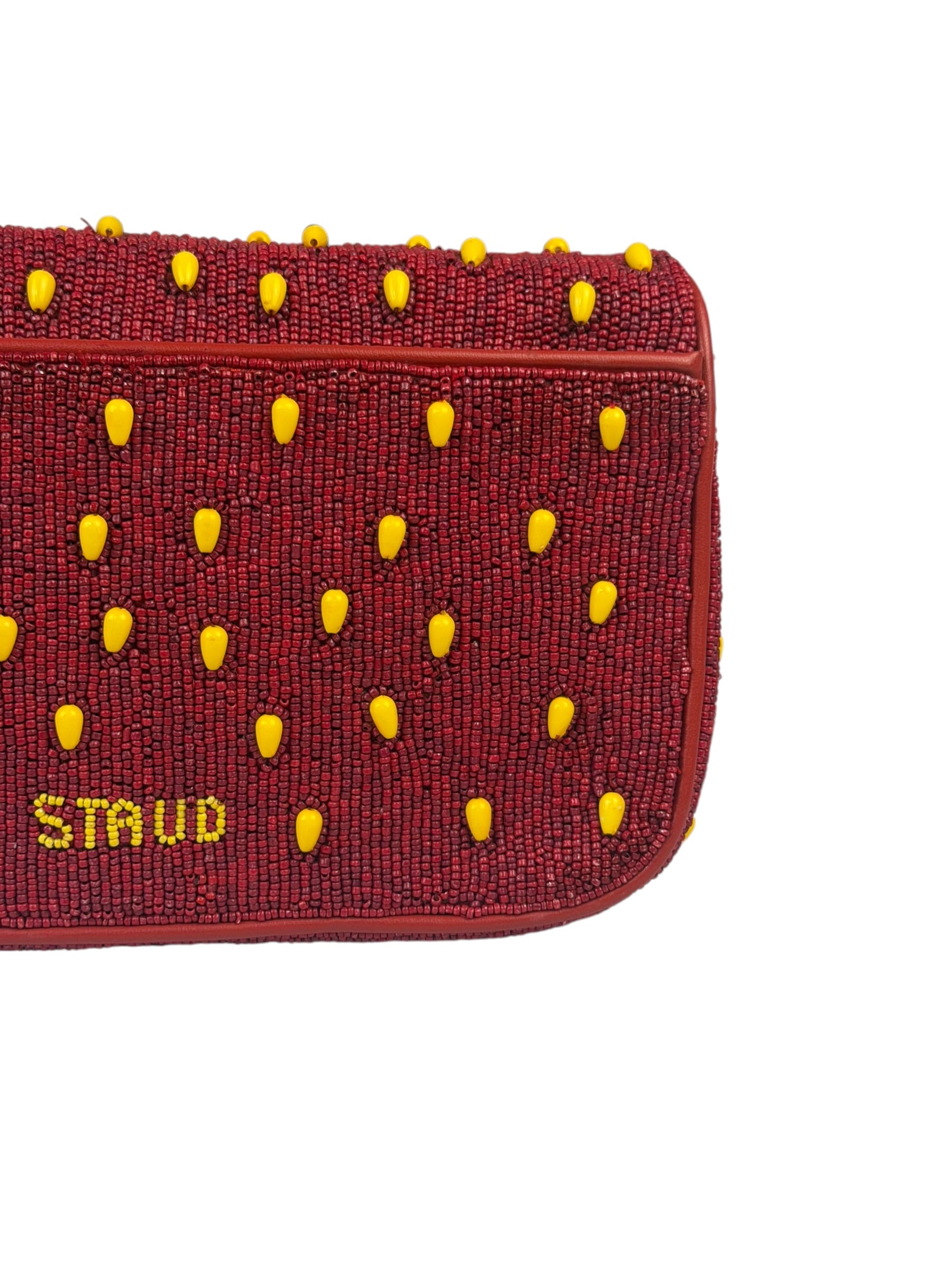 STAUD Strawberry Red Tommy Beaded Bag