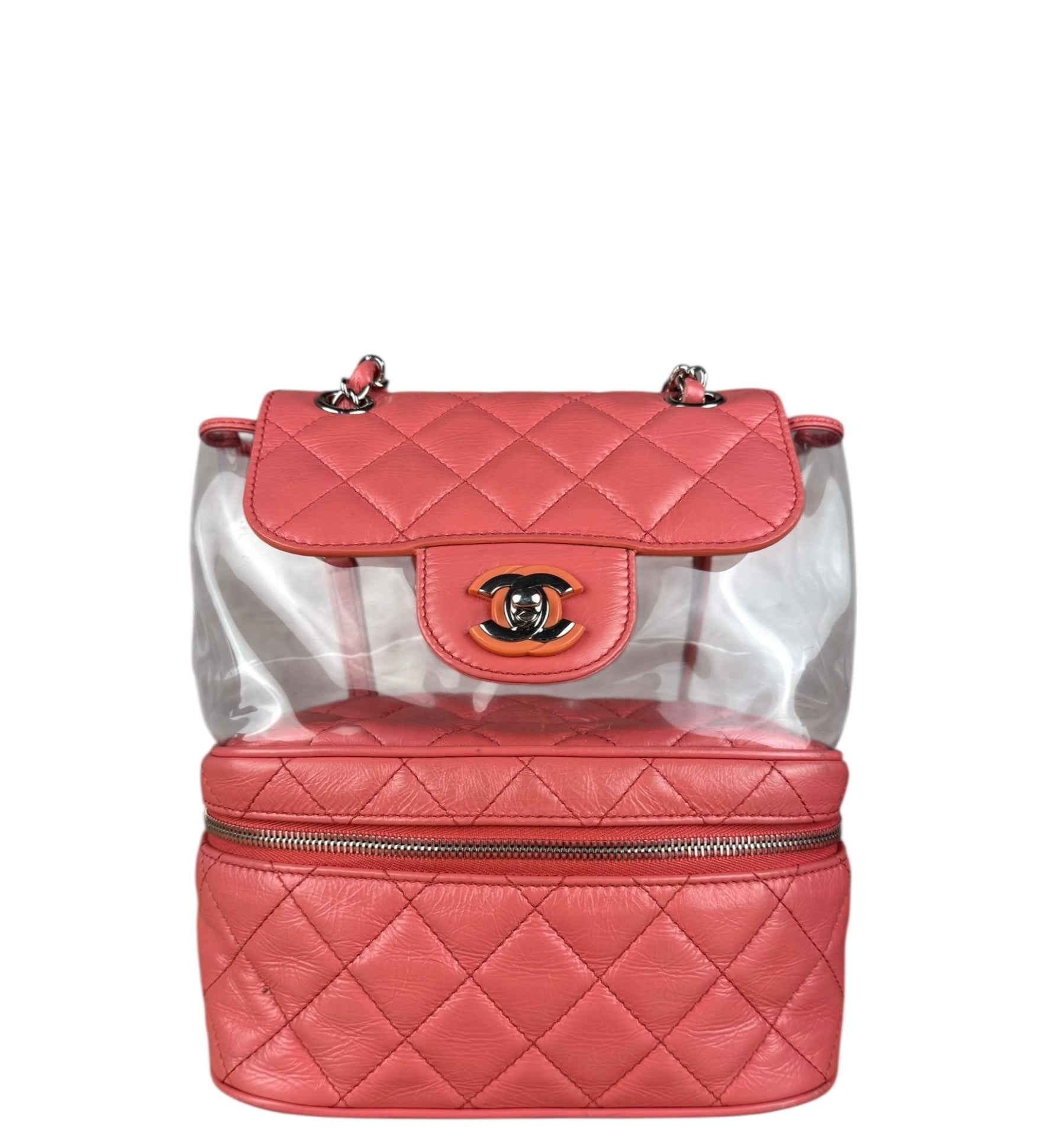 Chanel 2018 Pink Quilted PVC Vanity Zip Backpack