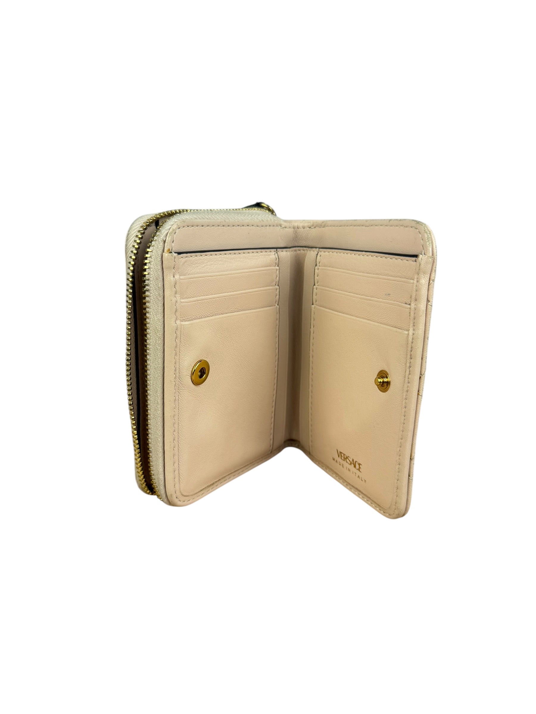Versace Pink Leather Medusa Quilted Bifold Wallet