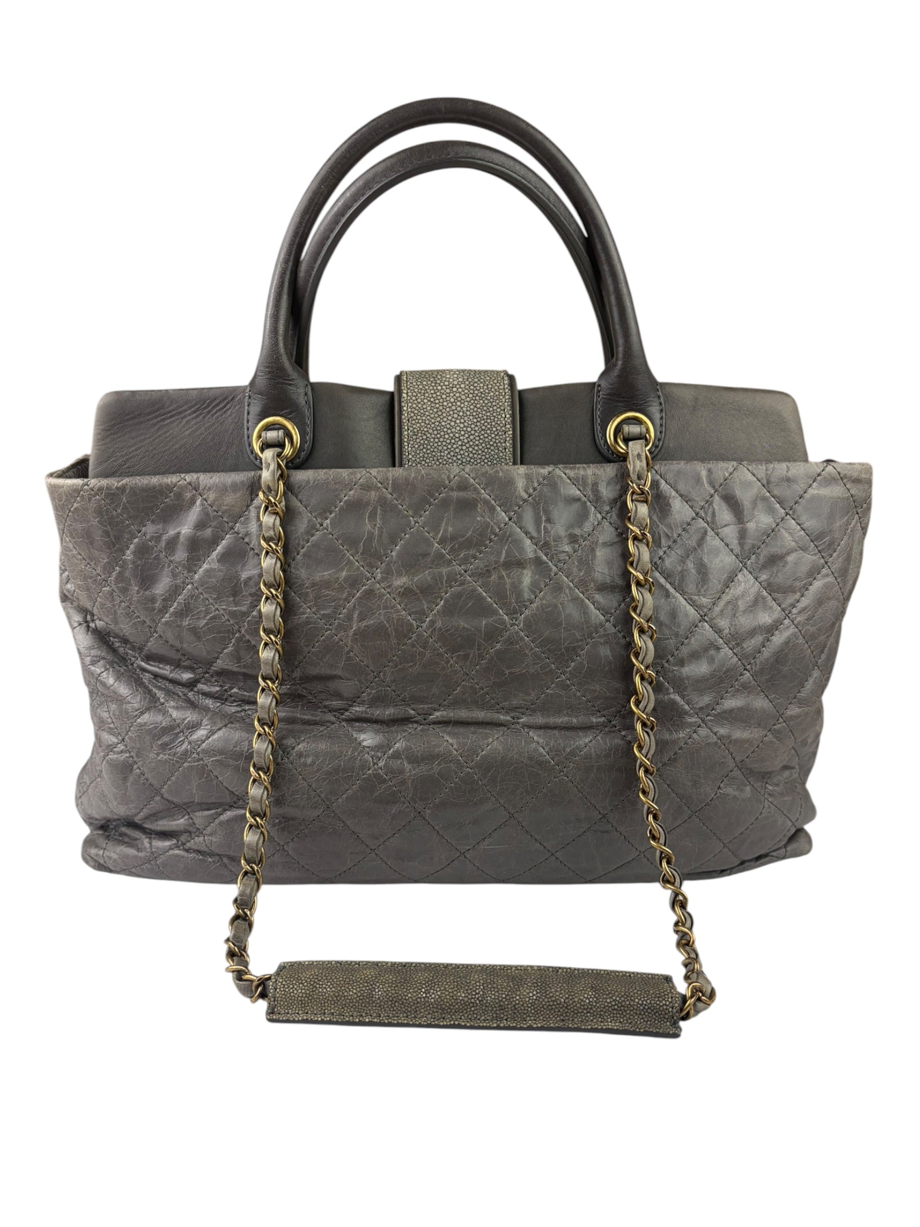 Chanel Grey Quilted Calfskin Paris-Bombay Bindi Two-Way Tote 2012