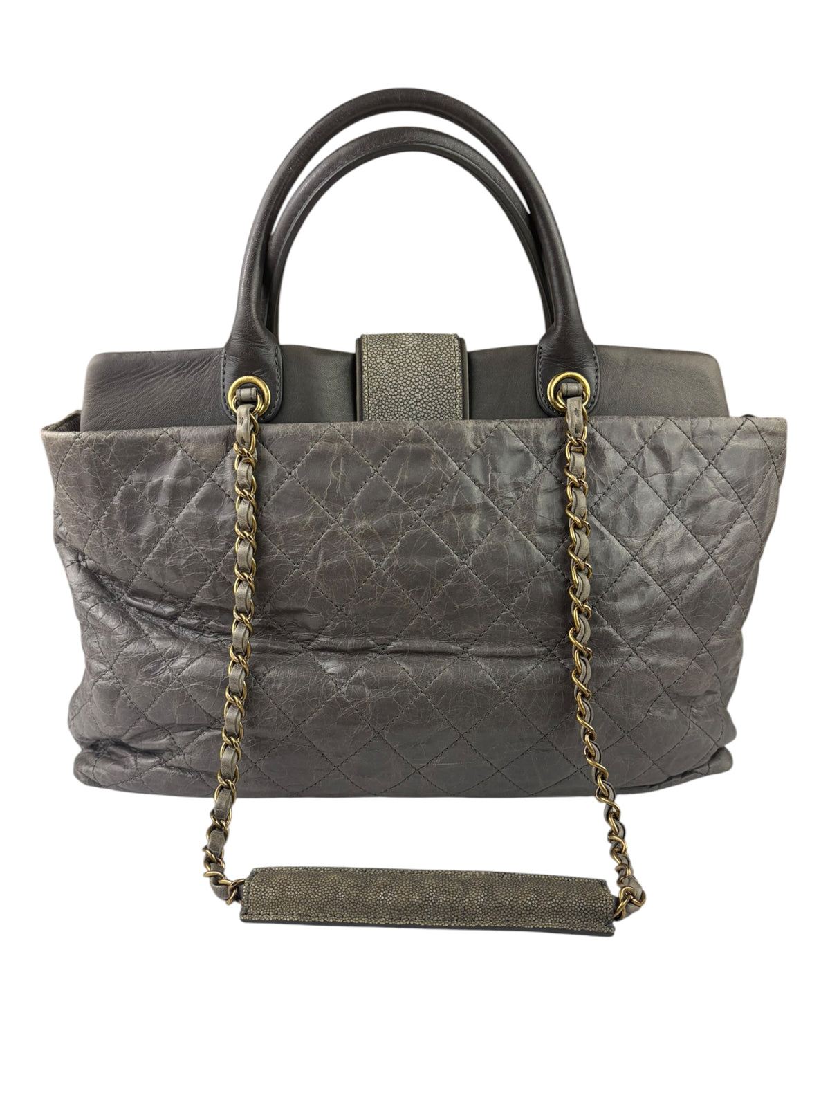 Chanel Grey Quilted Calfskin Paris-Bombay Bindi Two-Way Tote 2012